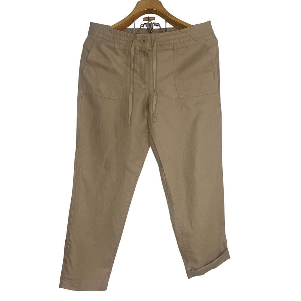 Talbots Petite Signature Beige Linen Capri Pant Sz: 8P